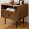 Mid-Century Hevea Wood Single-Drawer Nightstand