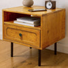 Mid-Century Hevea Wood Single-Drawer Nightstand