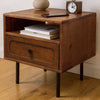 Mid-Century Hevea Wood Single-Drawer Nightstand