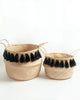 Black Tasseled Belly Basket - Vessel