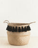 Black Tasseled Belly Basket - Vessel