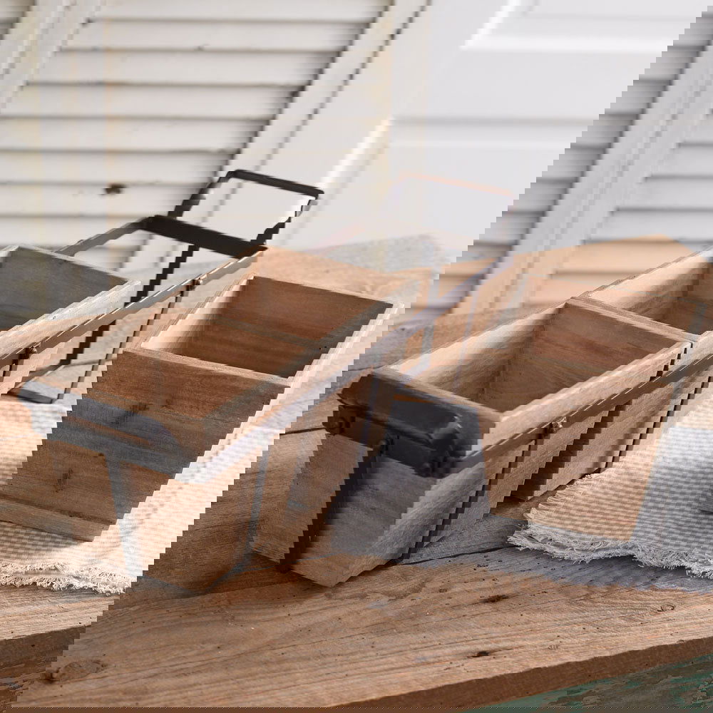 Metal Caddy with Three Woodboxes - Vessel