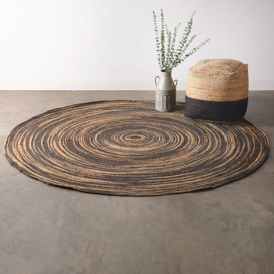 Natural and Black Swirl Jute Rug - Vessel