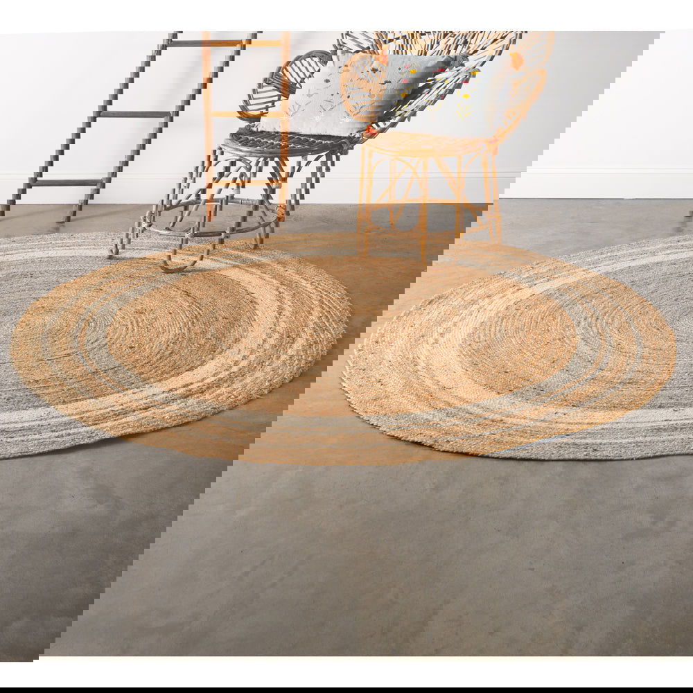 Natural and Ivory Round Jute Rug - Vessel