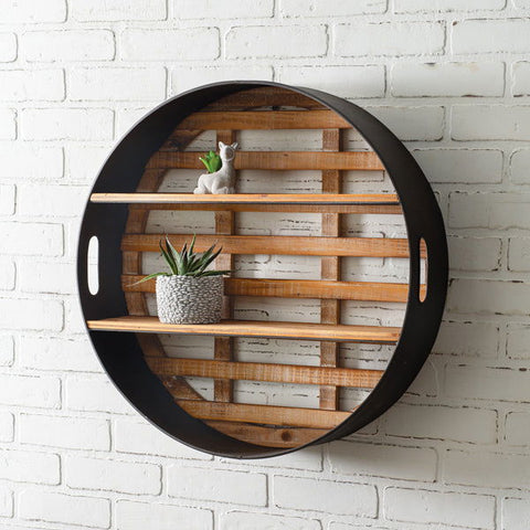 Round Wood and Metal Wall Display - Vessel