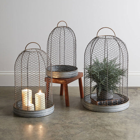 Wire Mesh Cloche with Base - Set of Three - Vessel