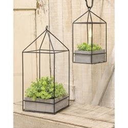 Wood Plant Holder w/ Metal Frame Set of Two - Vessel