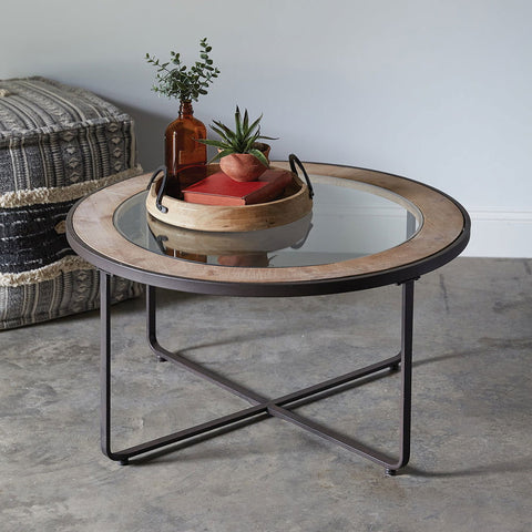 Wood and Glass Coffee Table - Vessel